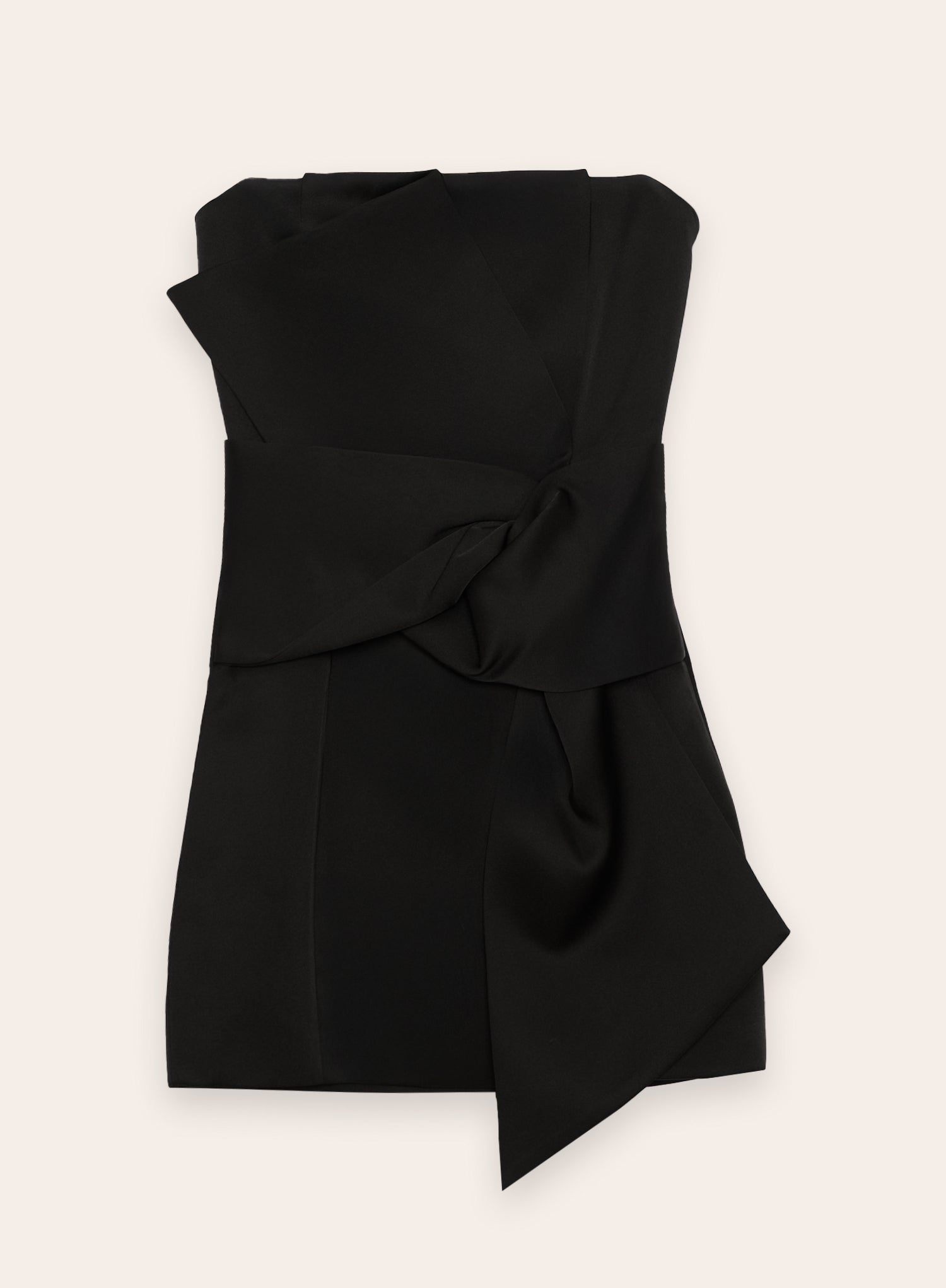 Black Bow-front Satin Mini Dress